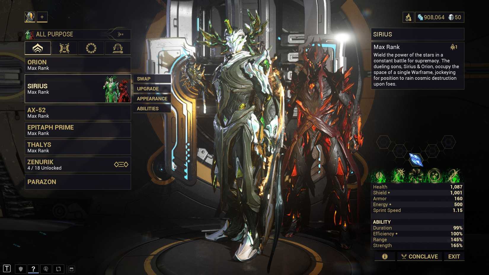 Warframe Sirius Orbiter screen