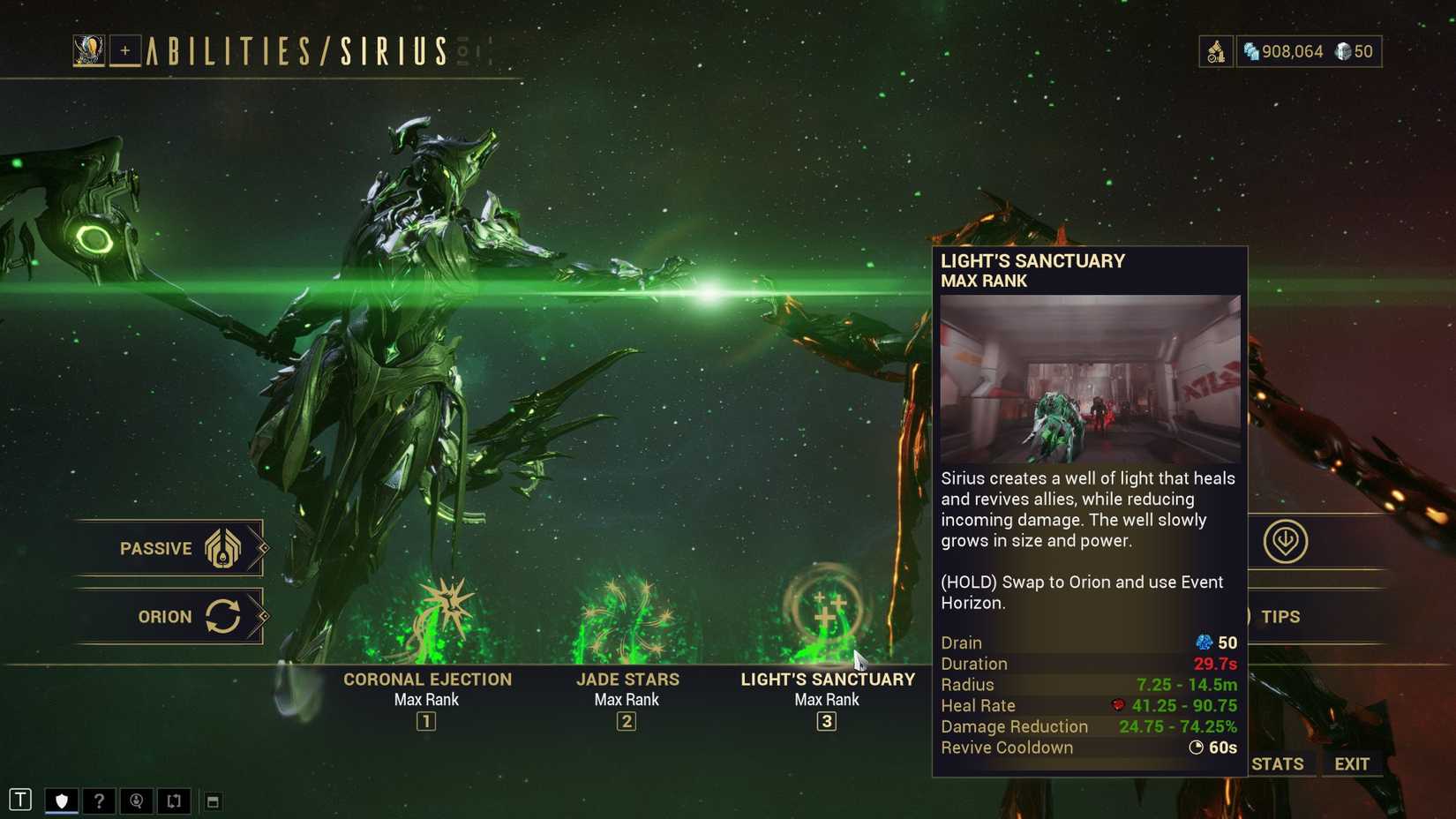 Warframe Light's Sanctuary Sirius description
