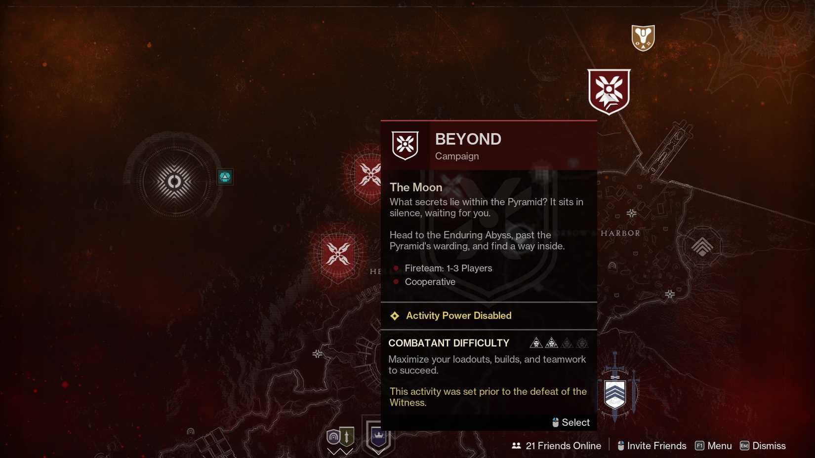 D2 Beyond Mission Activity Map