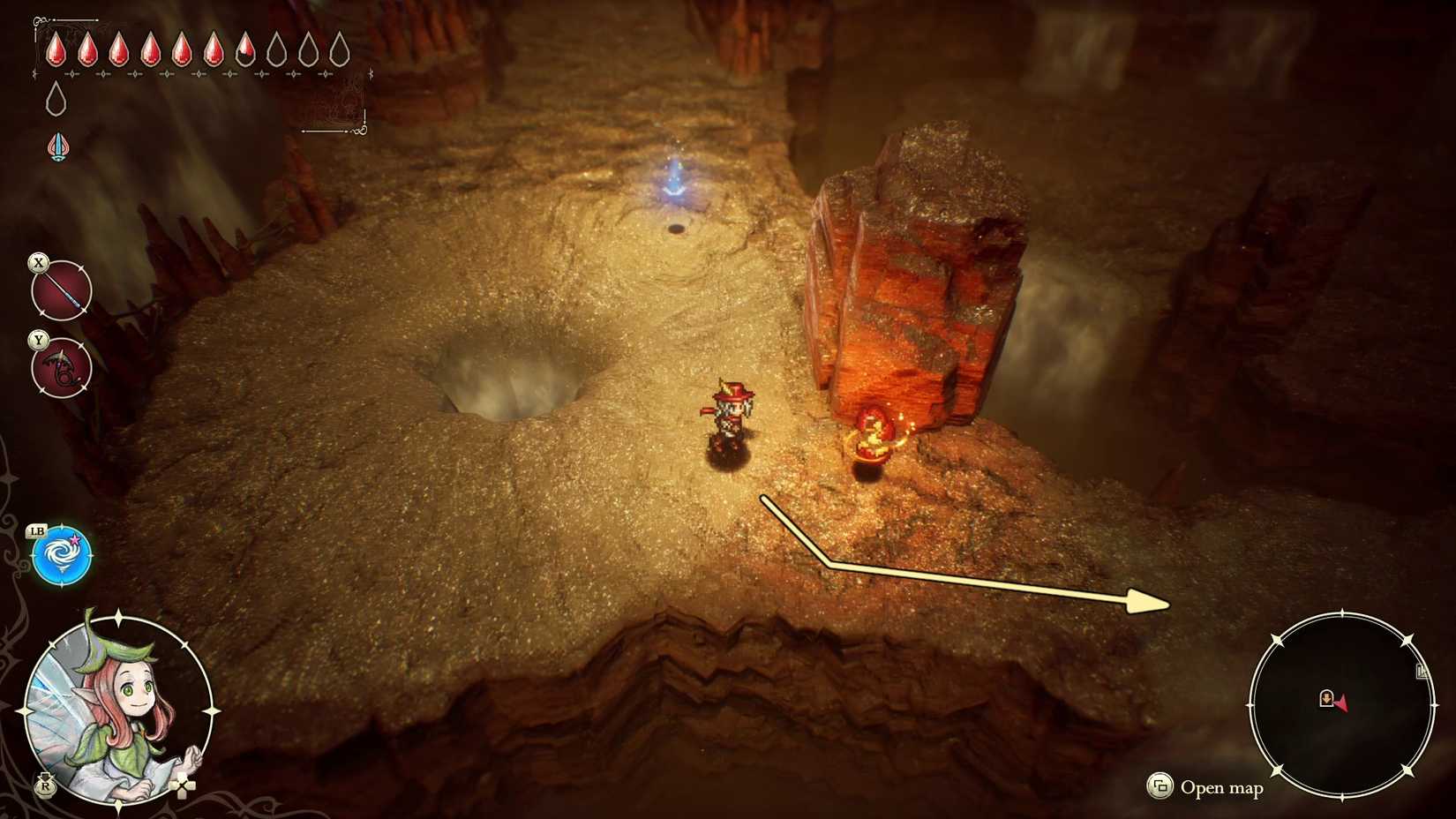 The narrow path around the large sinkhole in the Age of Reconstruction Desert Caves.