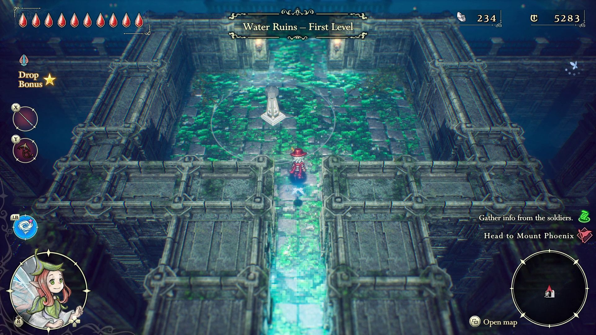 Elliot enters the water ruins in The Adventures of Elliot.