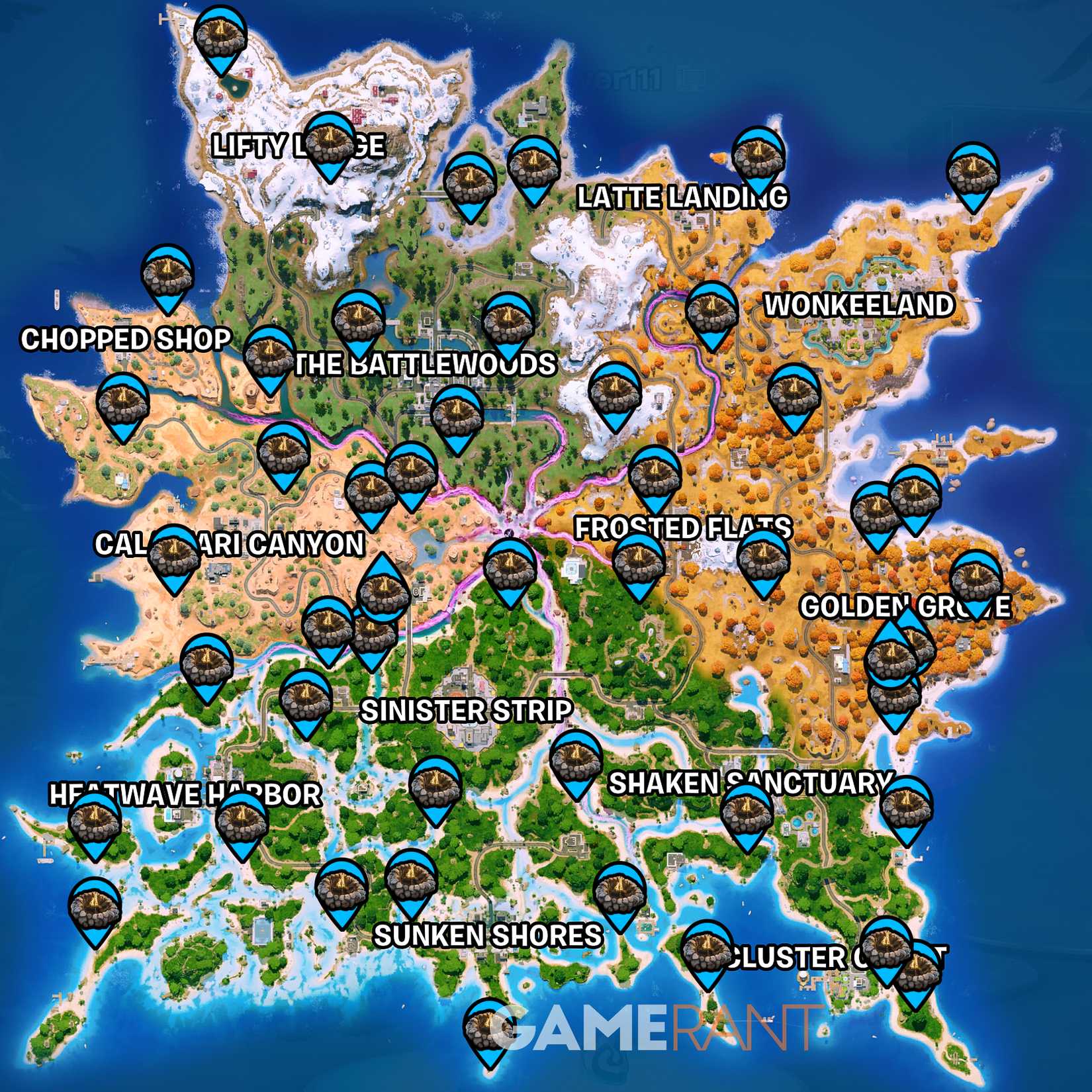 All campfire locations in Fortnite