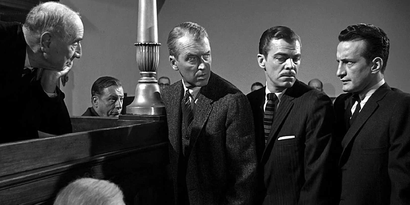 In Anatomy of a Murder, the characters stand at the bar with the judge