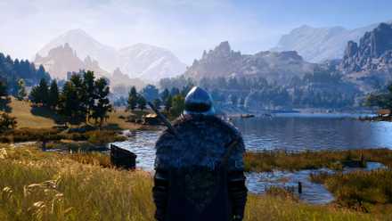 A Belite character with his back to the camera, looking at a huge landscape.