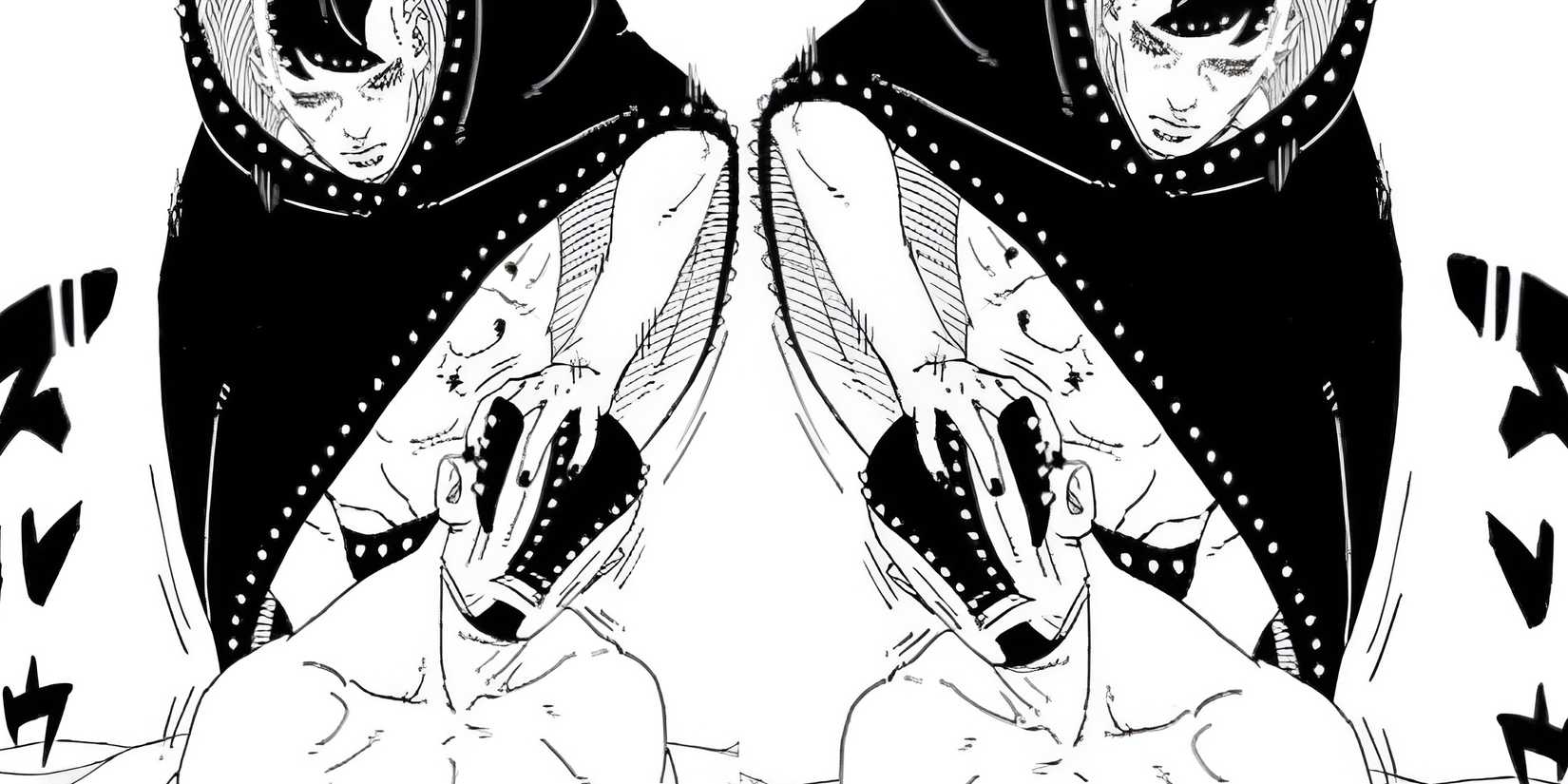 boruto-jura coming out of a claw dirt marked with claw marks