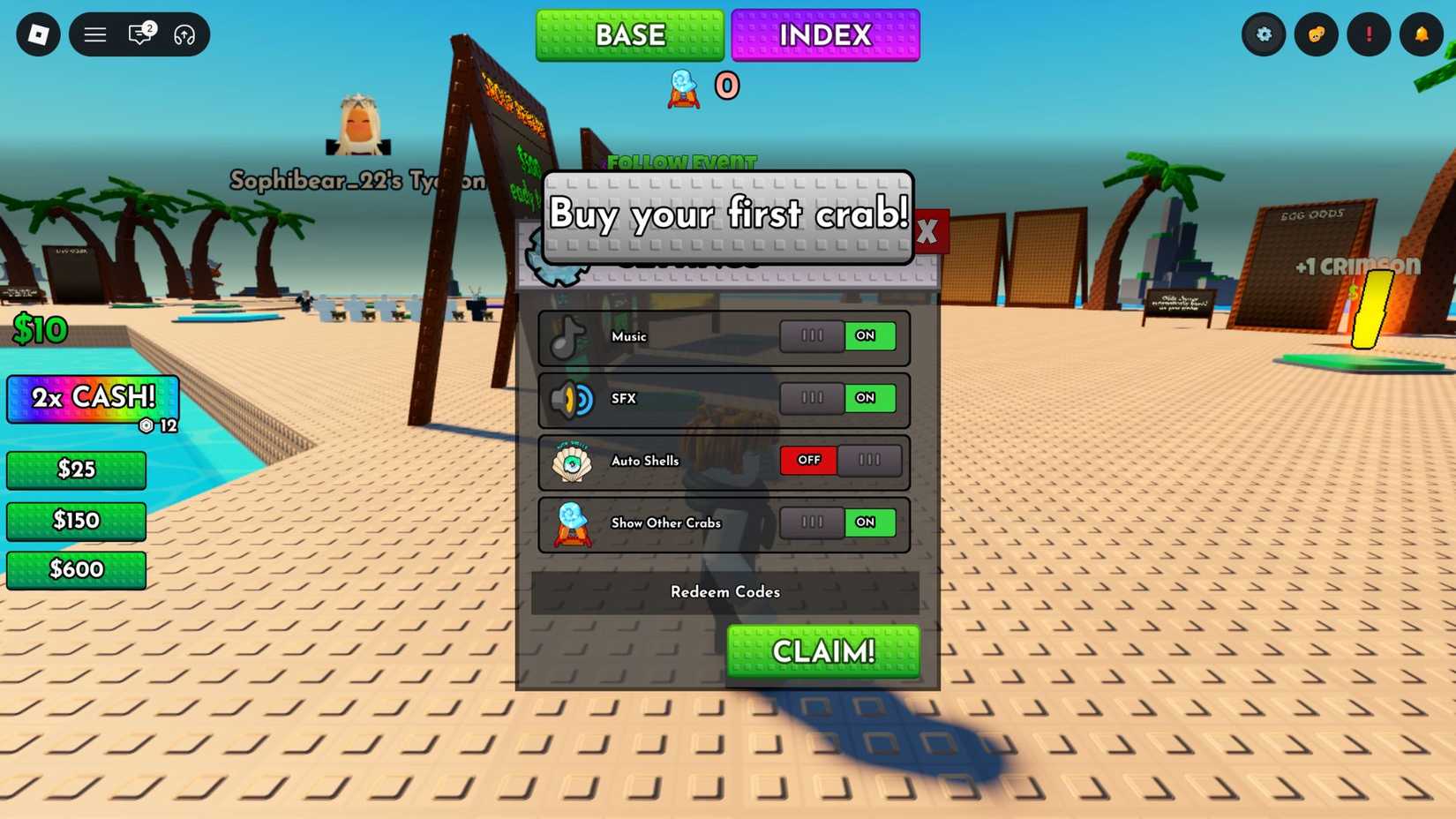 Crab Tycoon - Code Tab