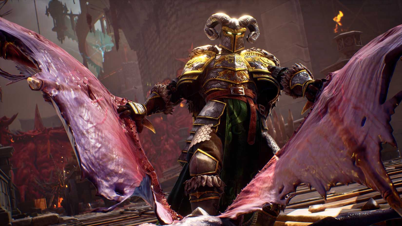 Crimson Moon character stomping on monster