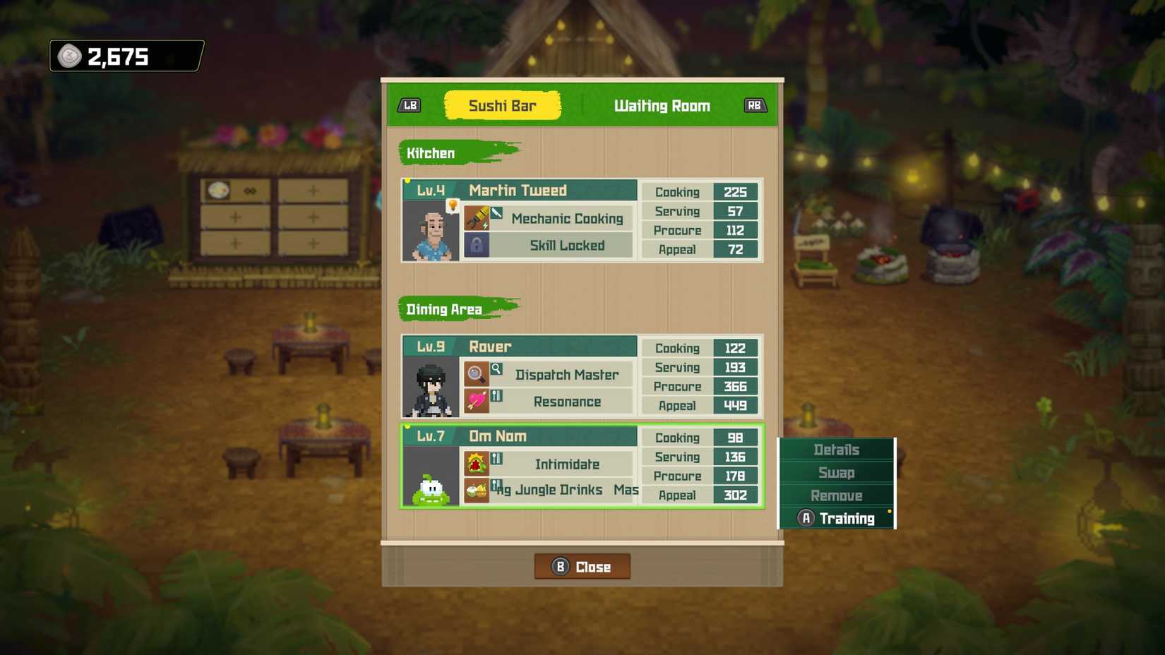 Bancho Grill staff menu in Dave the Diver In the Jungle
