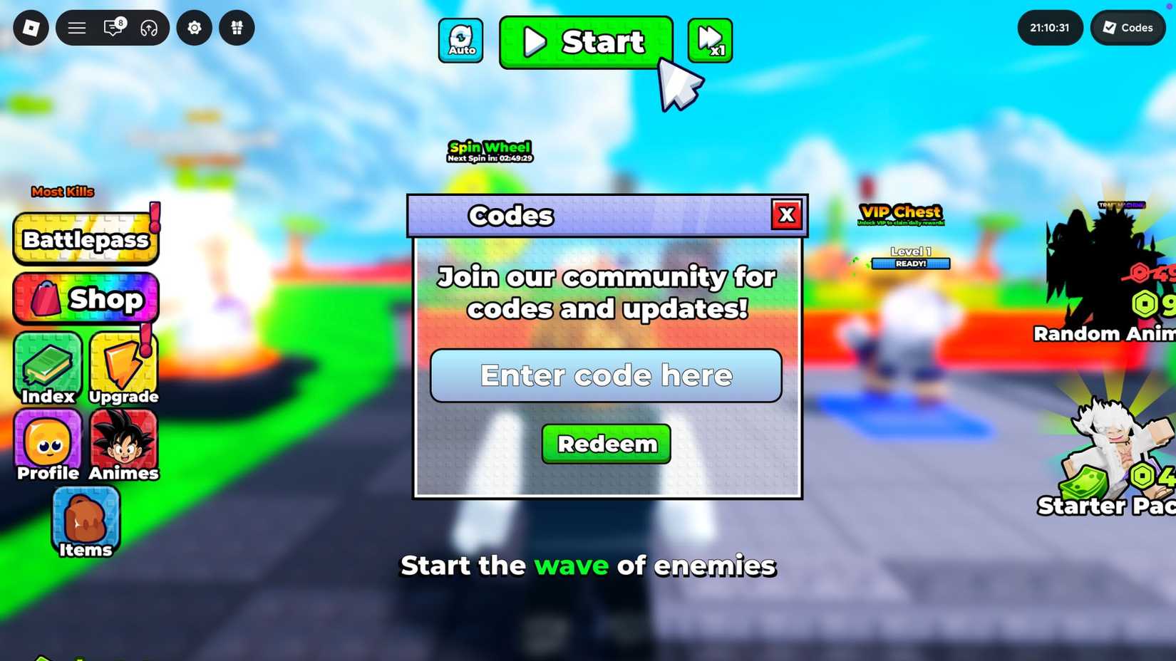 Defend ur Base with Anime Codes