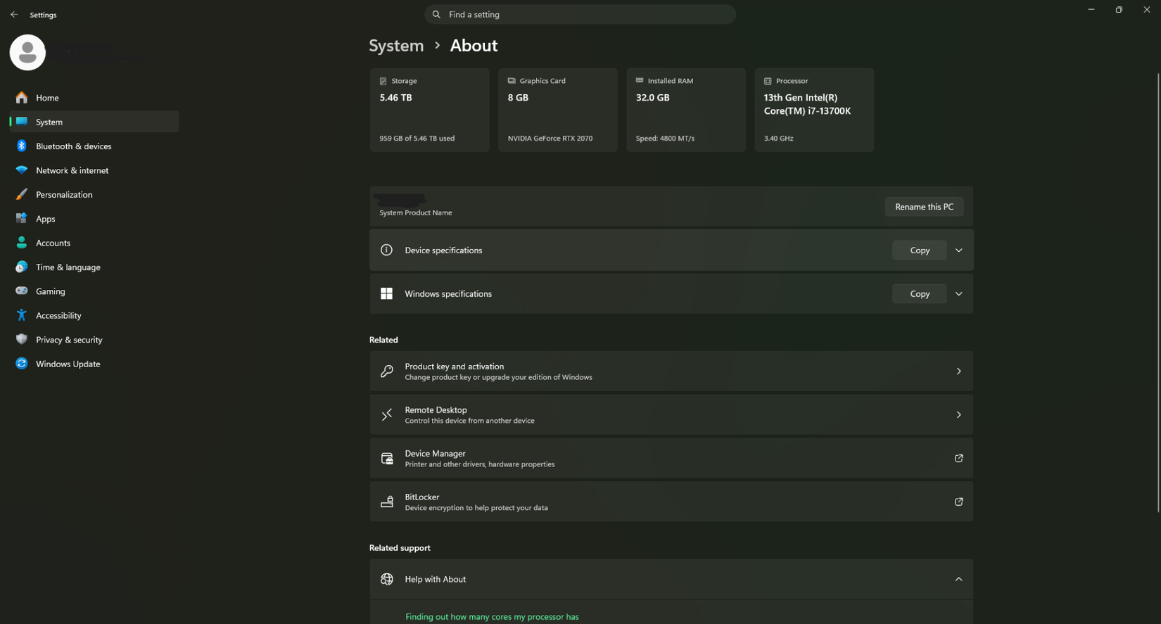 device specifications for serial number