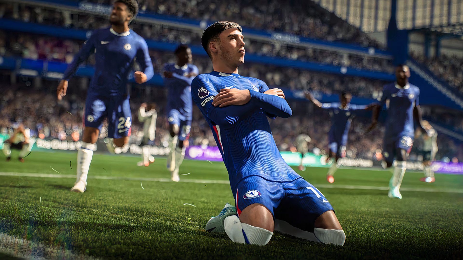 chelsea player celebrating a goal in ea sports fc 26.