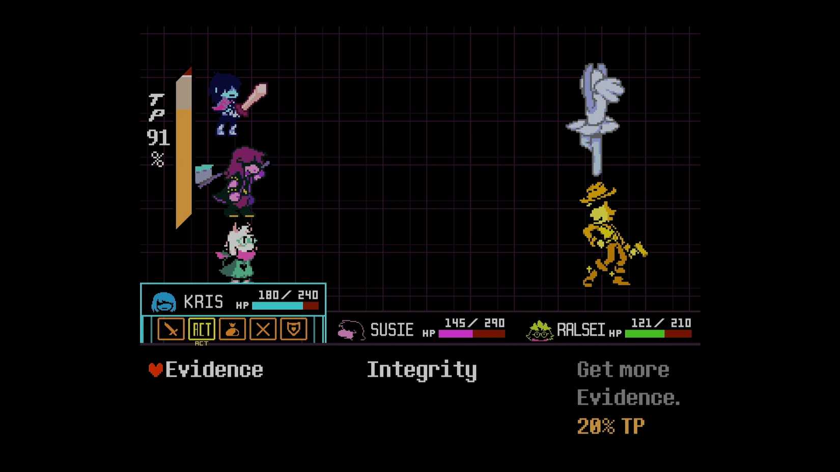 evidence in yellow and blue boss deltarune chapter 5