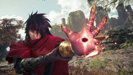 Photo of Vincent Valentine from Final Fantasy 7 Revelation during battle.
