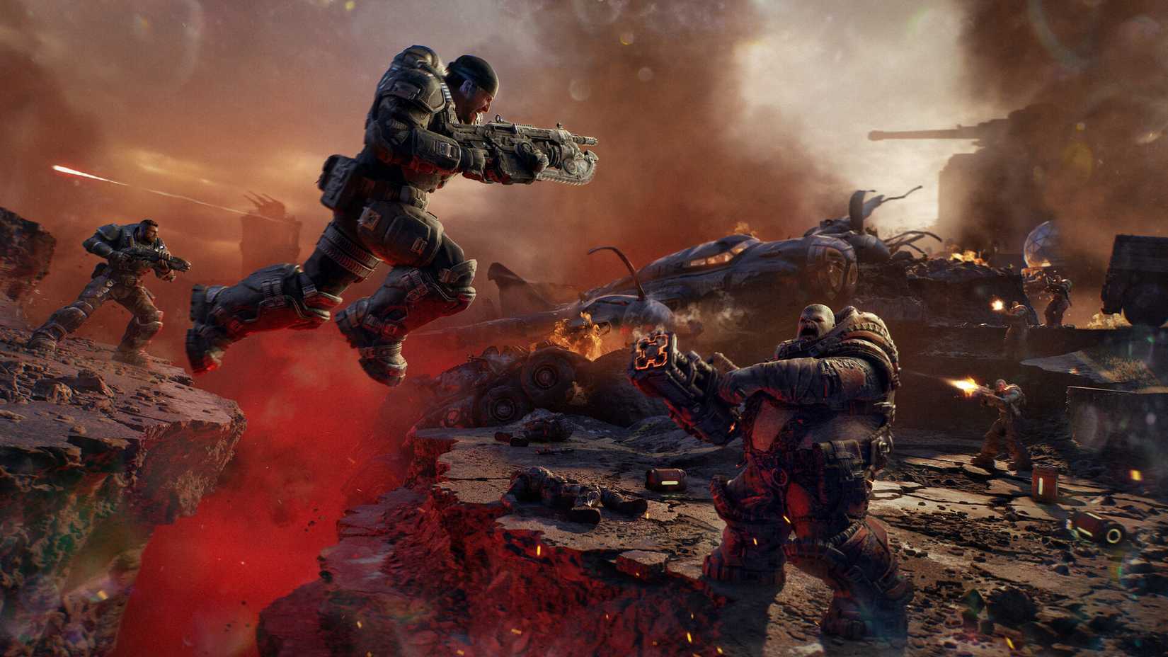 Locust and COG fighting in Gears of War: E-Day