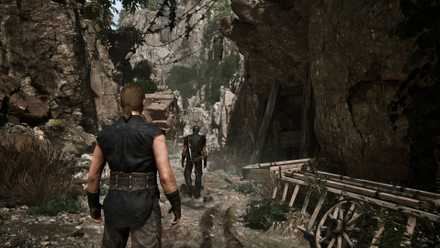 Nameless hero walking towards the Old Camp in Gothic 1 Remake