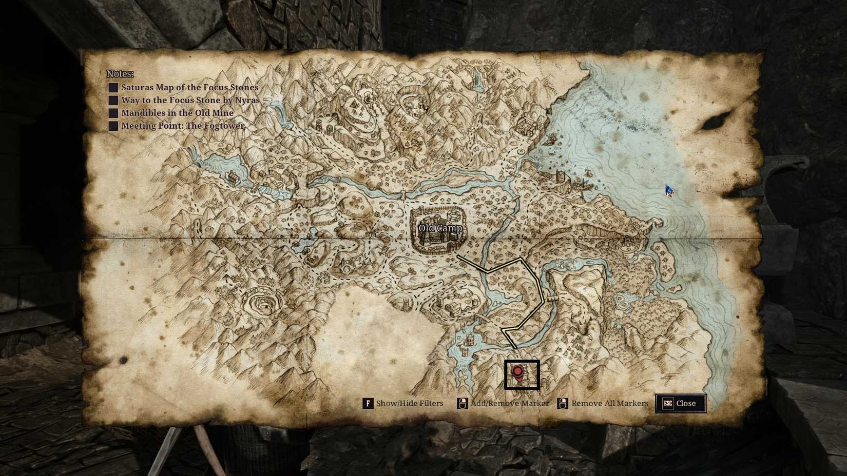 Mountain Fortress location on the map in Gothic 1 Remake