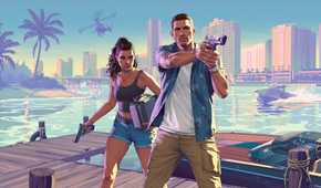 GTA 6 protagonists holding guns by waterfront
