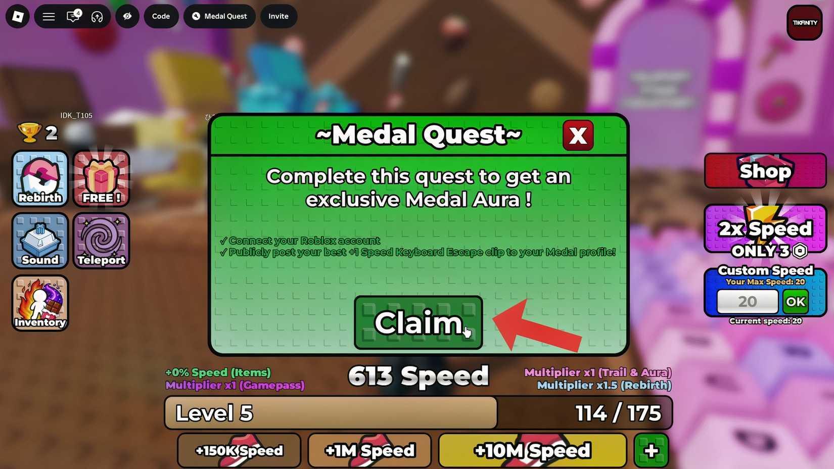 how to complete medal quest in +1 speed asmr keyboard escape roblox