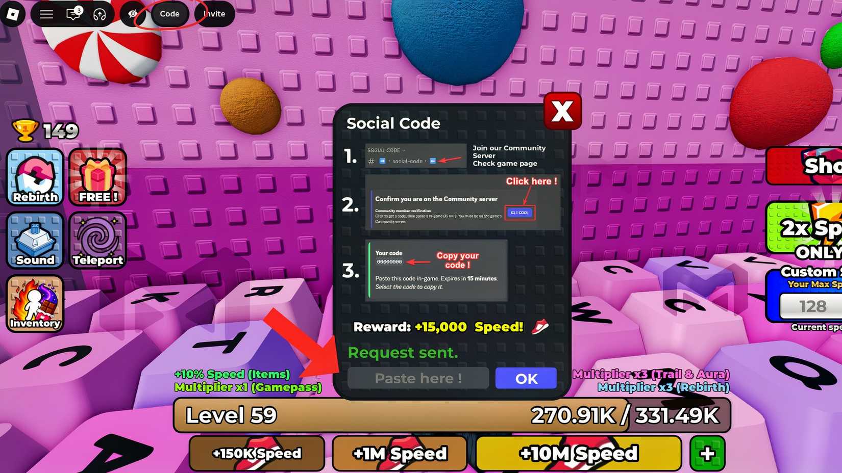 how to get +1 speed asmr keyboard escape roblox code