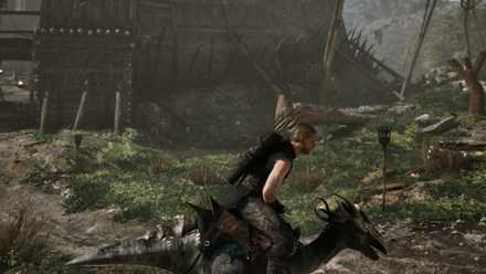An unnamed hero riding a scavenger mount in Gothic 1 Remake.