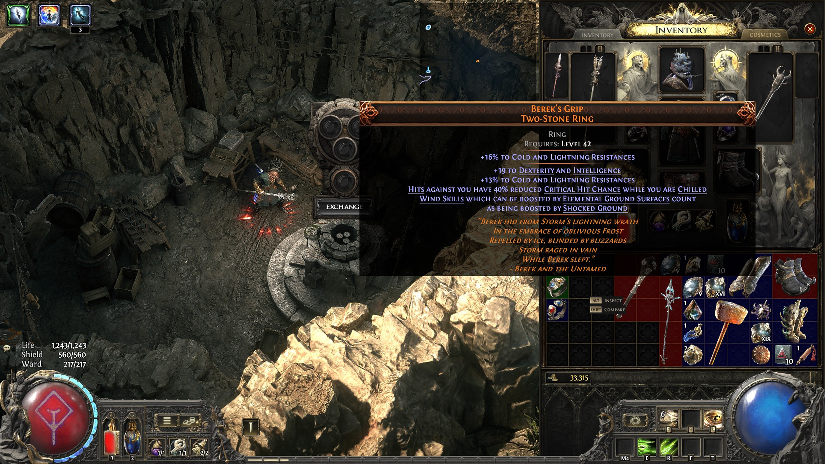PoE 2 Bereks Grip Ring stats