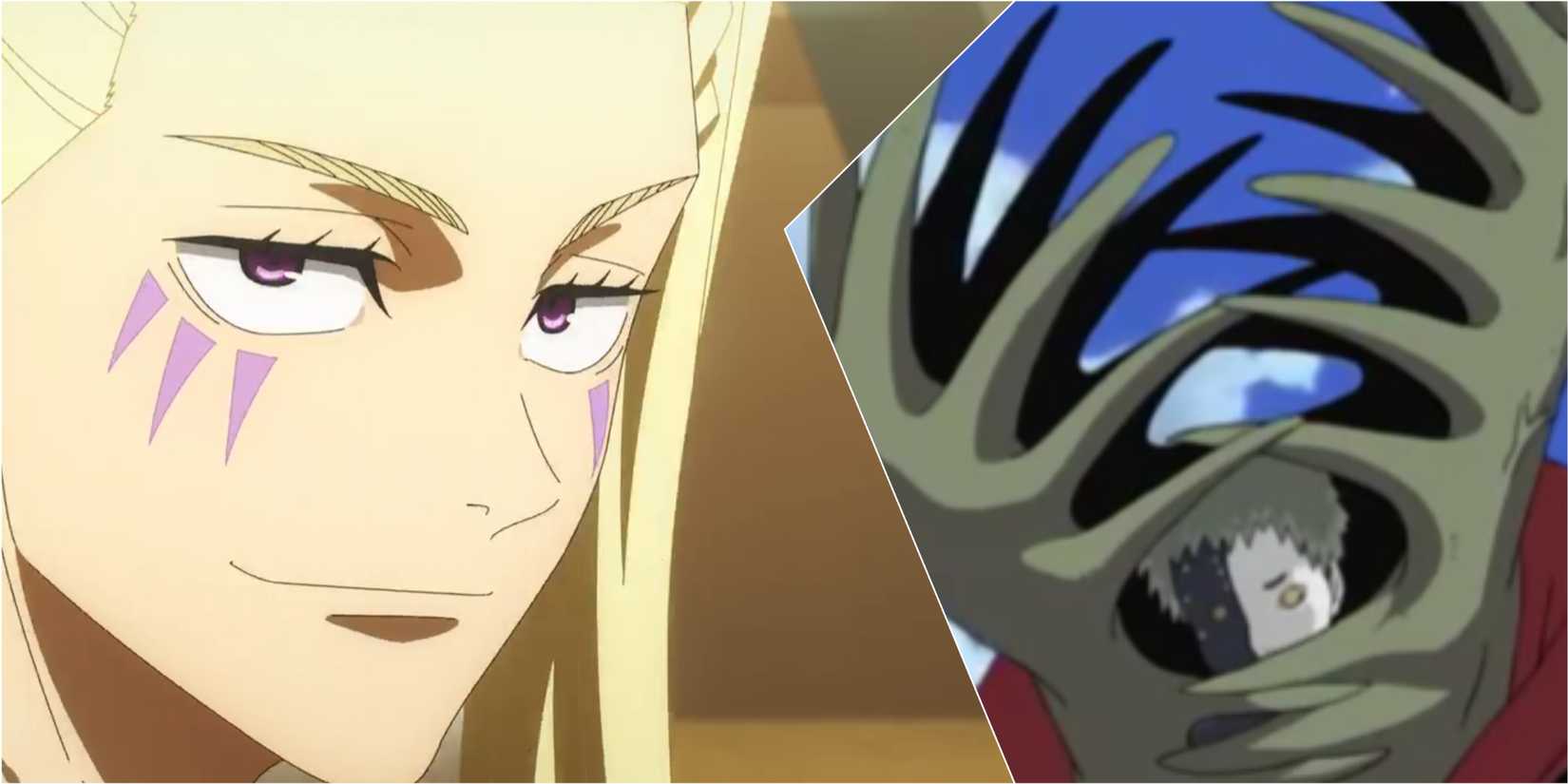 Jujutsu Kaisen Haruta Shigemo closeup during a fight from Season 2 and Naruto Zetsu unveiling himself from the ground from Episode 134