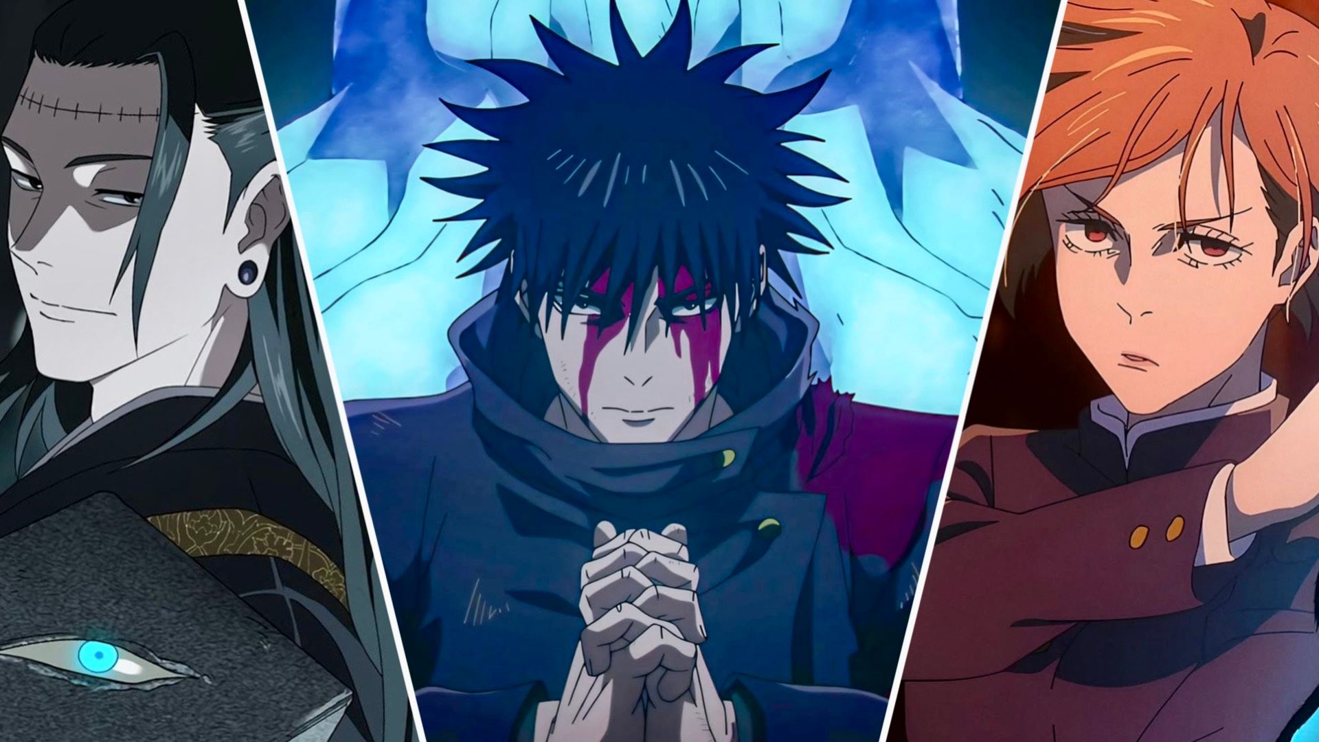 Images of Kenzaku, Megumi, and Nobara