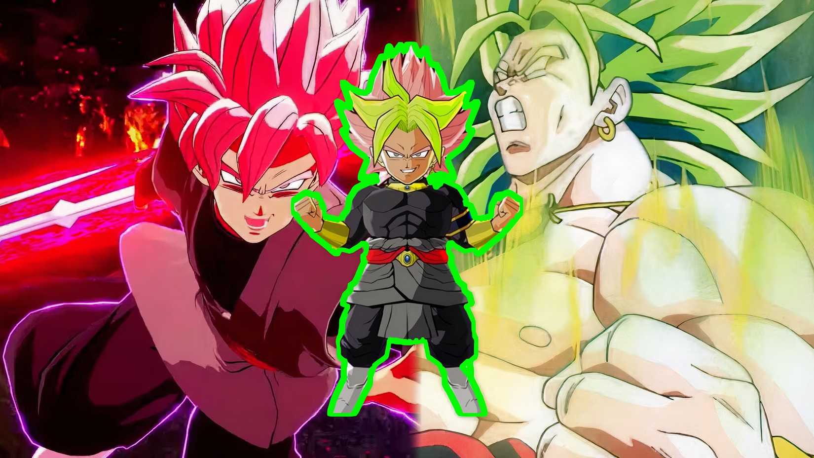 karoly black super dragon ball heroes, with Goku Black and legendary super saiyan broly