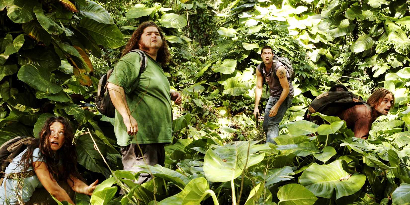 Kate, Hurley, Jack, and Sawyer on the Lost Island