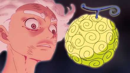 Image of Monkey D. Luffy next to his next ally's Devil Fruit in the final saga of One Piece
