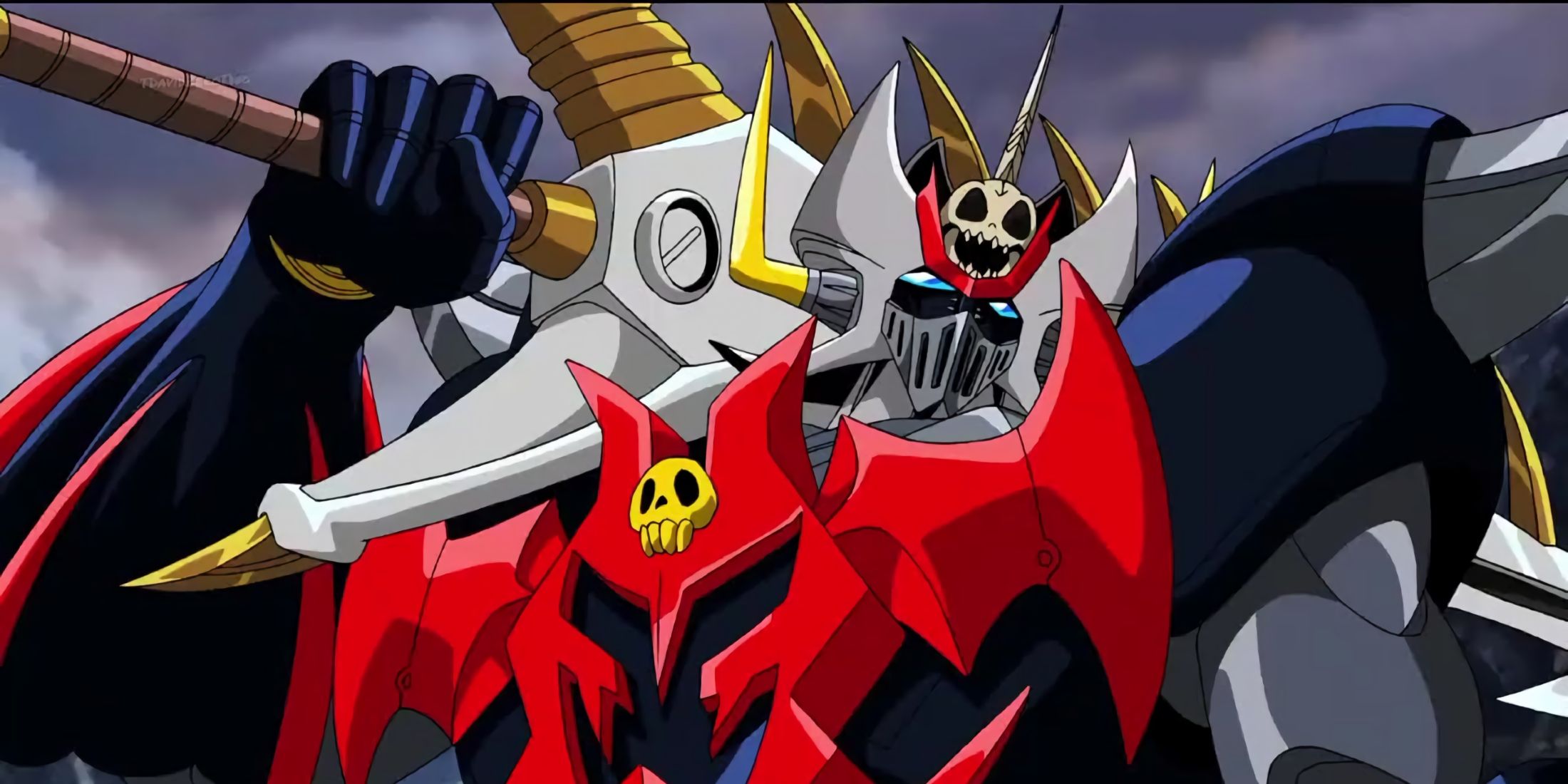 Mazinkaiser SKL holding his axe in a victorious pose after winning a fight.