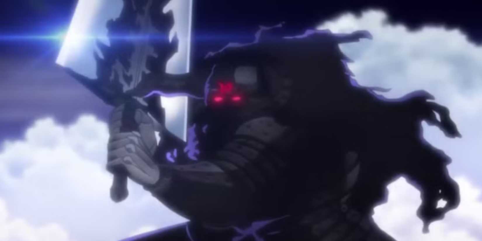 The Demon King prepares to attack with his sword in The Seven Deadly Sins.