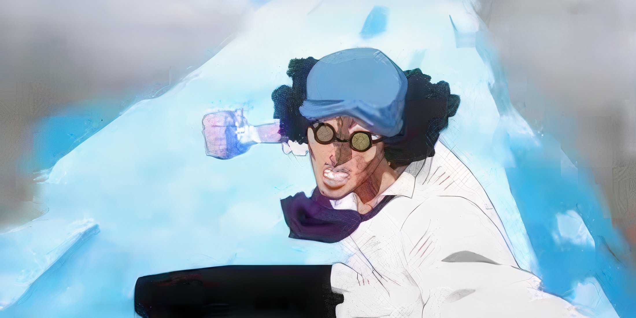 Kuzan uses the Ice-Ice Fruit to deliver an icy punch in One Piece.