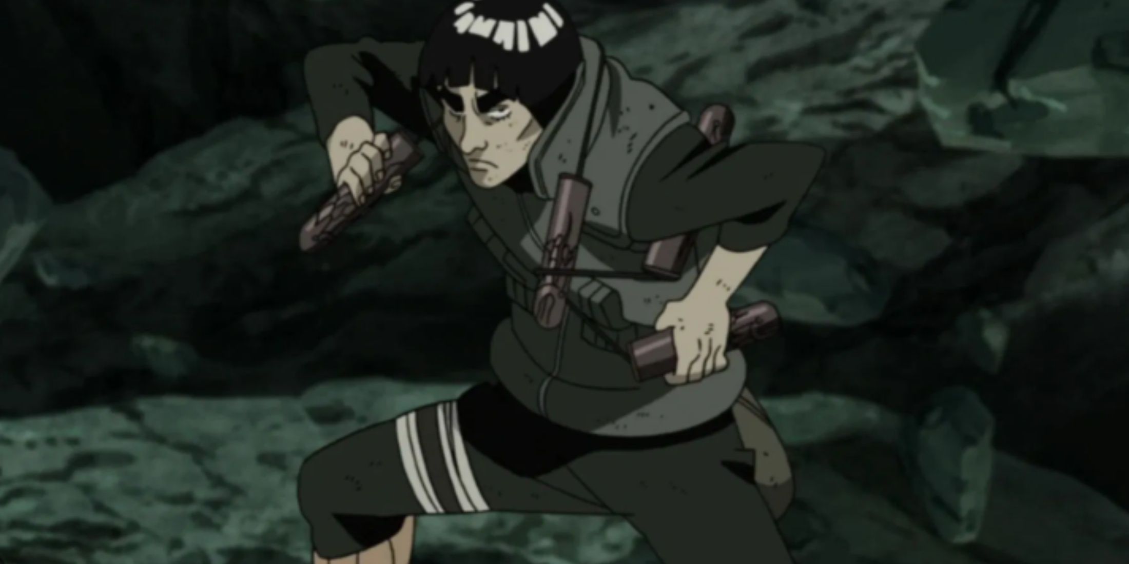 Might Guy using his nunchuks in Naruto Shippuden.