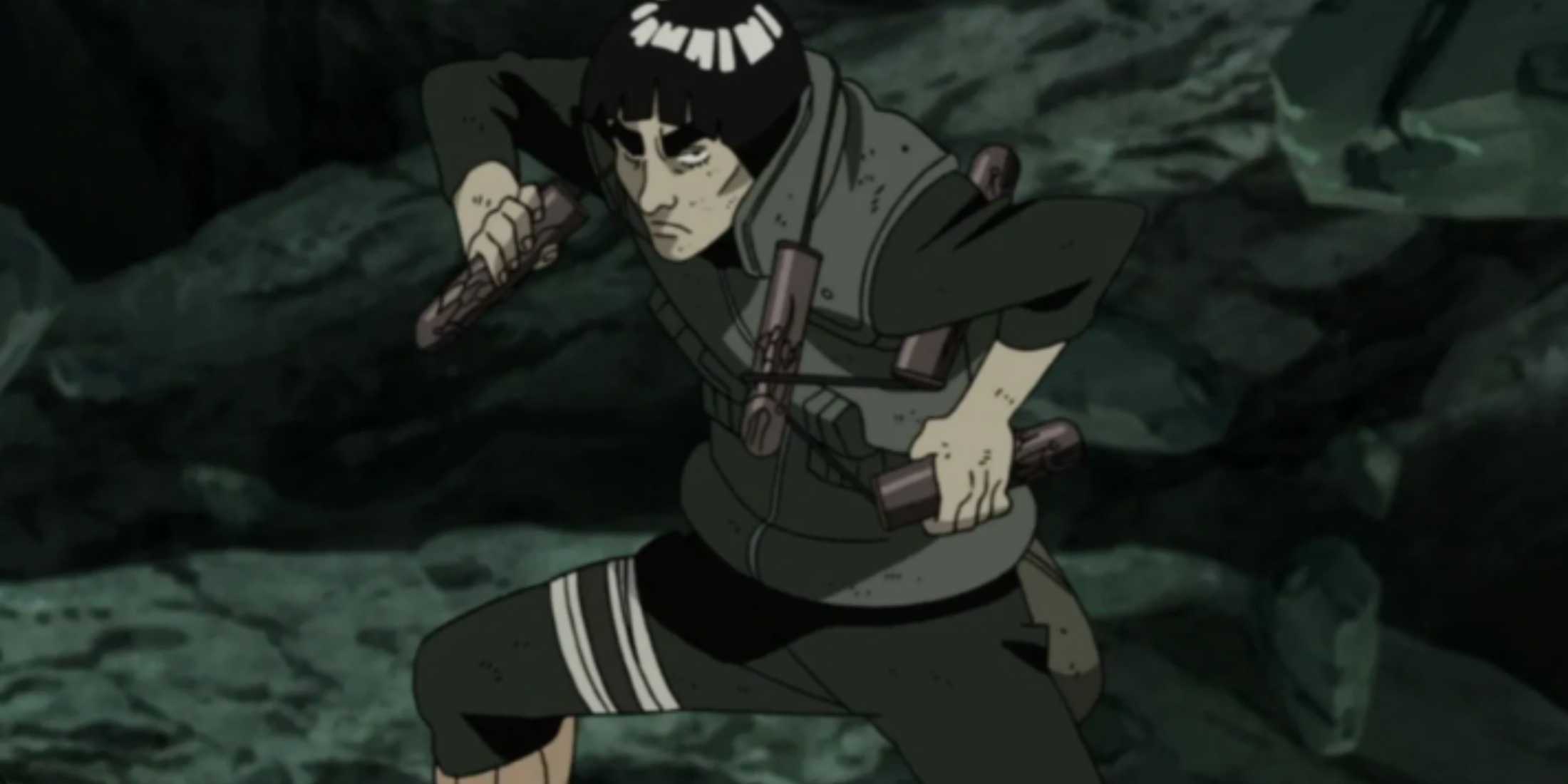 Might Guy using his nunchuks in Naruto Shippuden.
