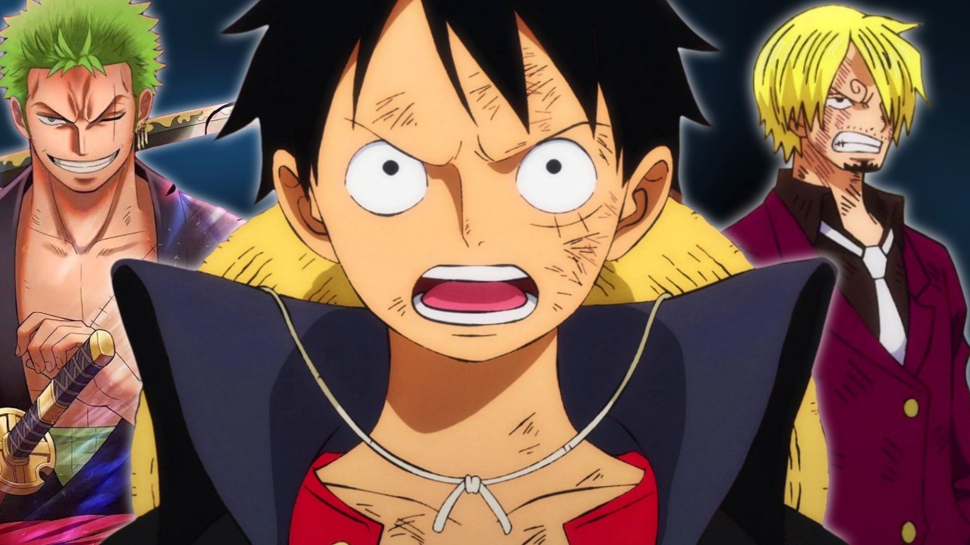 Image of the Straw Hat Monster Trio preparing for big Elbaf power-ups