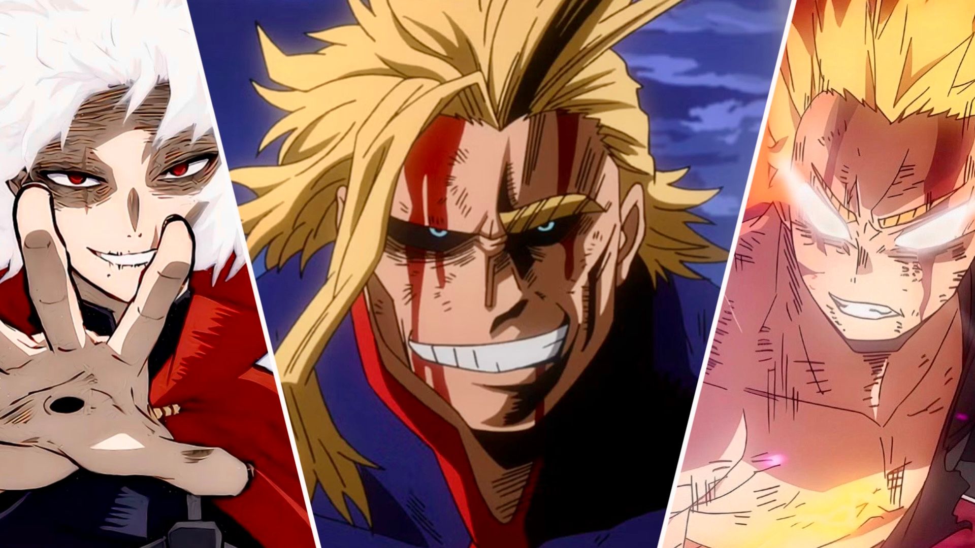 Image of Shigaraki, All Might and Bakugo