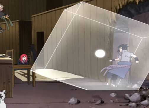 Onoki uses Dust Release on Sasuke in Naruto