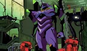 Neon Genesis Evangelion Episode 1 Evangelion Unit-01 being prepared for battle with the Angel
