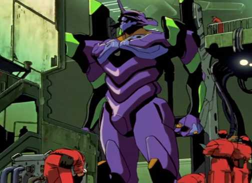 Neon Genesis Evangelion Episode 1 Evangelion Unit-01 being prepared for battle with the Angel