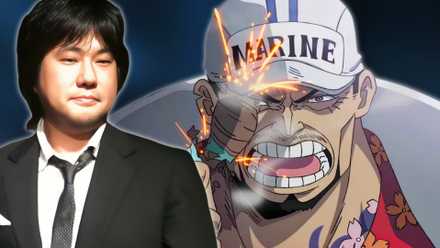 An image of One Piece creator Eiichiro Oda next to Akainu, who bears a striking resemblance to the new Holy Knight