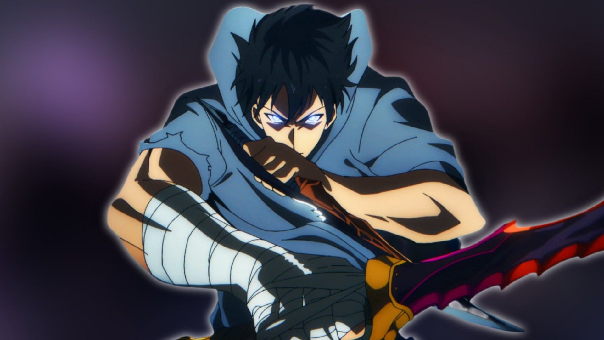 Image of Solo Leveling's Seong Jin-woo holding a weapon