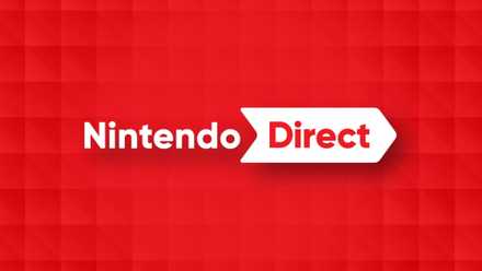 Nintendo Direct logo over red background