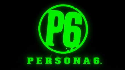 The first official Persona 6 logo, green on a black background.