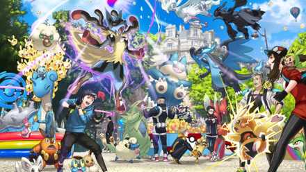 Pokemon GO image with a bunch of Pokemon including Pikachu, Lapras, and more