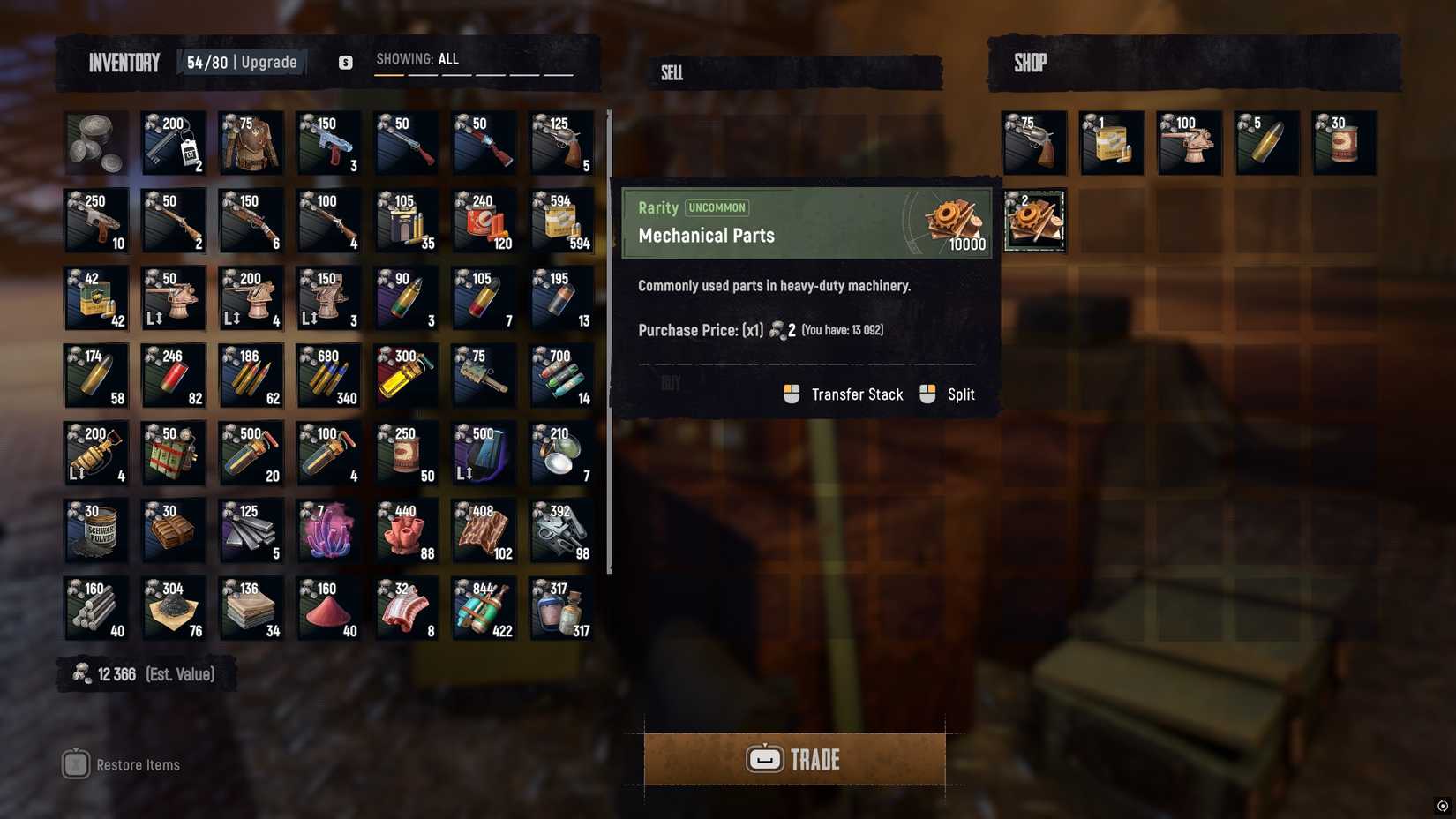 Buy mechanical parts from the Sand Raiders of Sophie shop