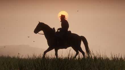 Red Dead Redemption 2 silhouette horse riding