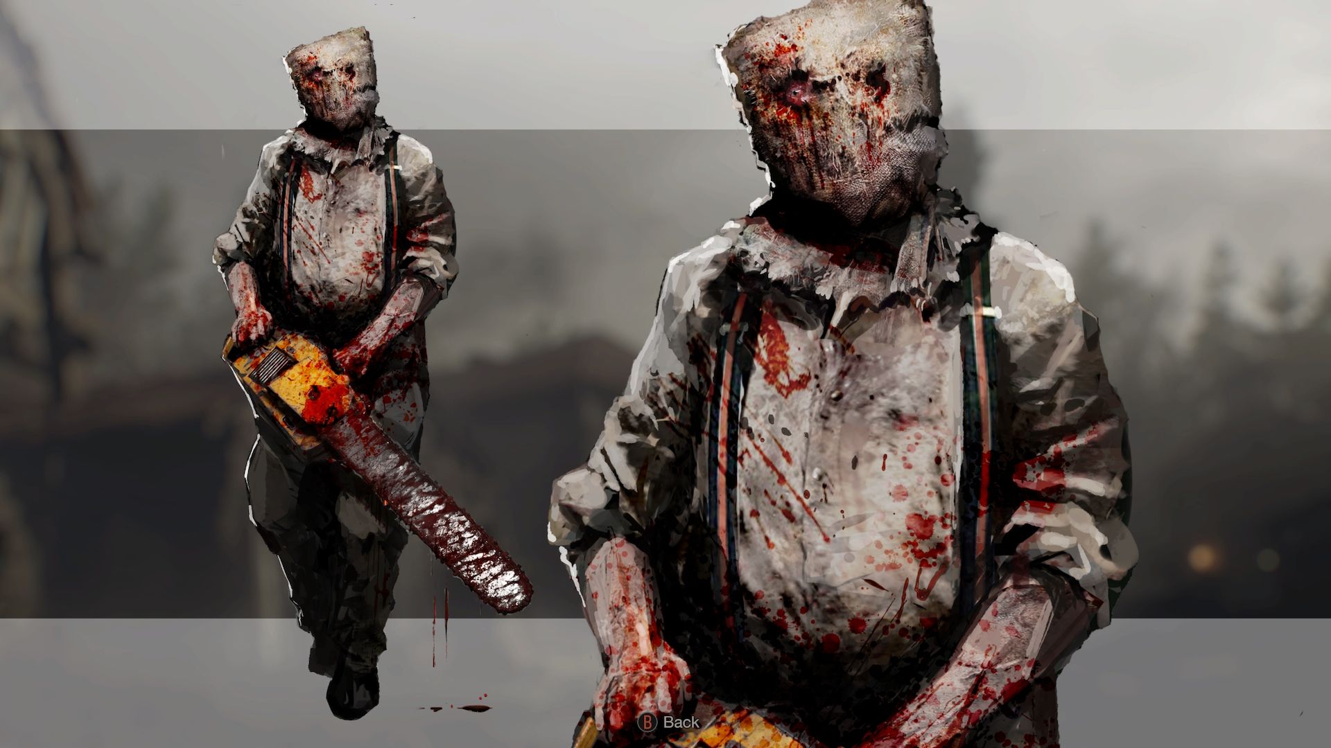 the concept art from the resident evil 4 remake showing the chainsaw man enemy type.