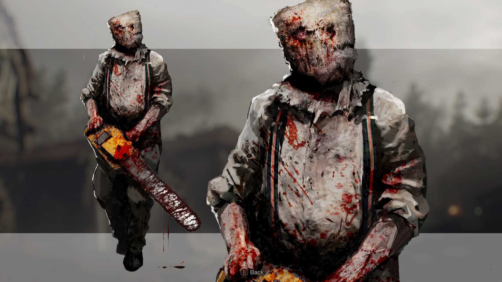 the concept art from the resident evil 4 remake showing the chainsaw man enemy type.