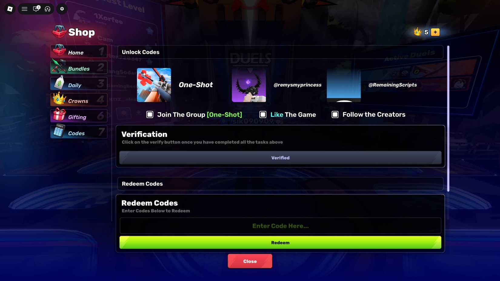 Roblox OVERKILL Codes